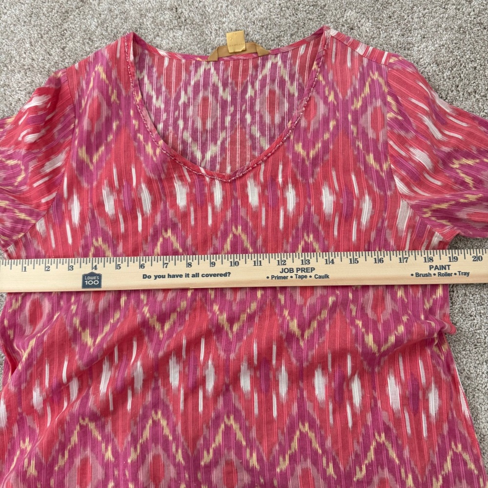 April Cornell Ikat Pattern Beaded Neckline Tunic Top Women's XS - Picture 8 of 10